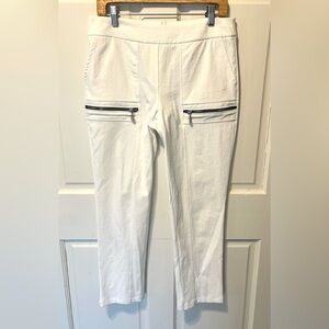 NY77 white zipper cotton linen designer women’s pants size 3 m medium 8/10